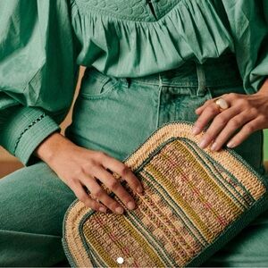 NWT - Sezane multicolor Green Carla Clutch